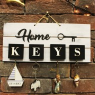 Home Keys Ahşap Dekoratif Anahtarlık Beyaz